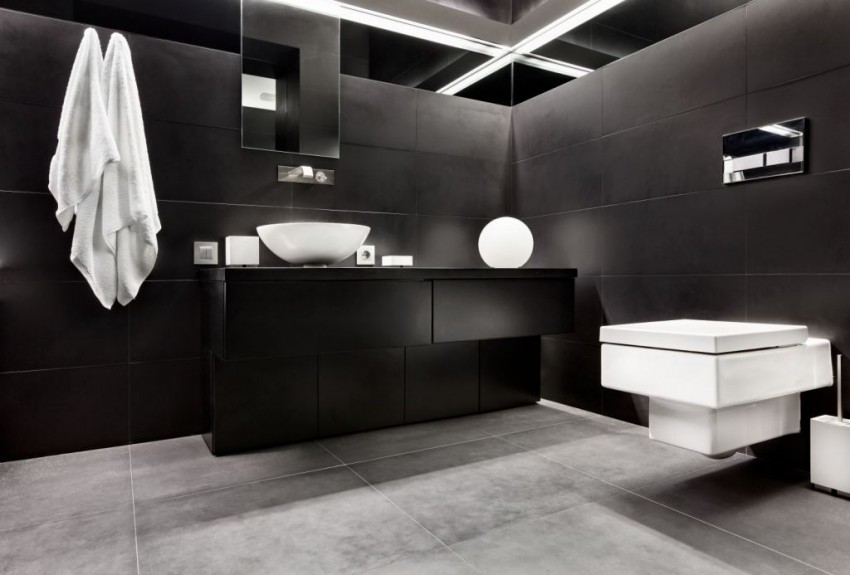 Ванная Комната В Темных Тонах Дизайн Фото